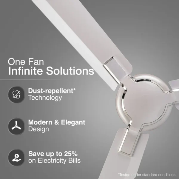1200MM CEILING FAN GLADO PRIME VX PEARL WHITE SILVER V-GUARD - Image 8