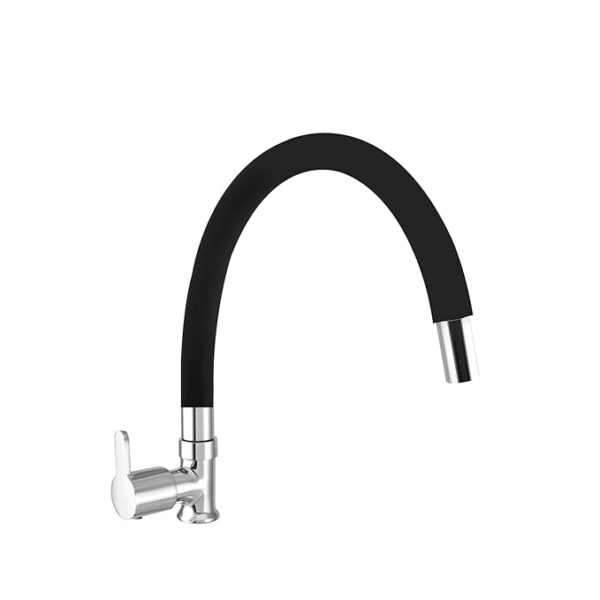 10X Brass Flexible Swan Neck Tap Black Spout BW-5869 for Washbasin/Kitchen Table Mounted