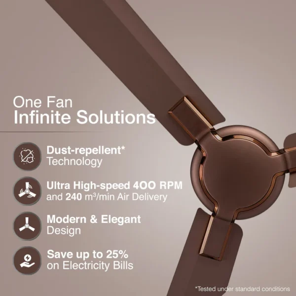 1200MM CEILING FAN GLADO PRIME VX ELEGANCE BROWN MATTE V-GUARD - Image 7
