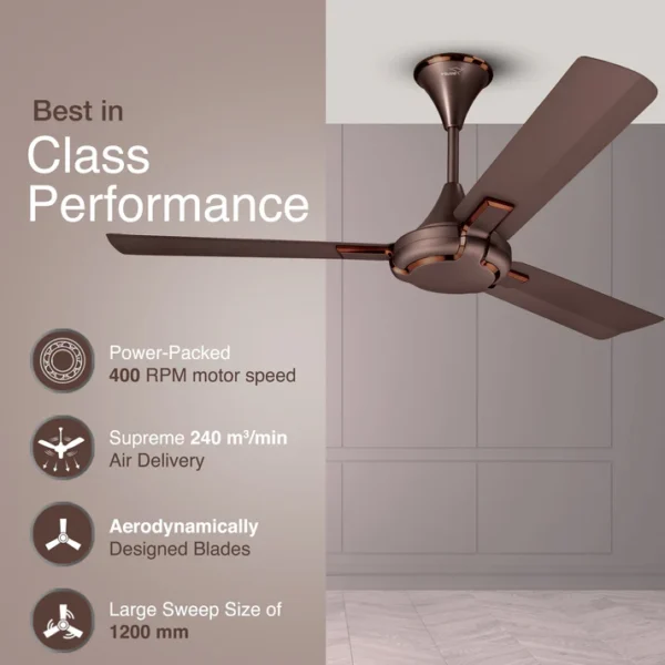 1200MM CEILING FAN GLADO PRIME VX ELEGANCE BROWN MATTE V-GUARD - Image 4