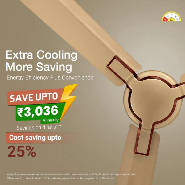 1200MM CEILING FAN GLADO PRIME VX IMPERIAL GOLD V-GUARD - Image 3