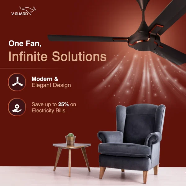 1200MM CEILING FAN GLADO PRIME VX CHOCO BROWN MATTE V-GUARD - Image 8
