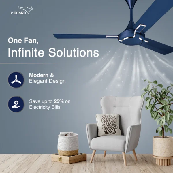 1200MM CEILING FAN GLADO PRIME VX TITANIUM ROSE V-GUARD - Image 4