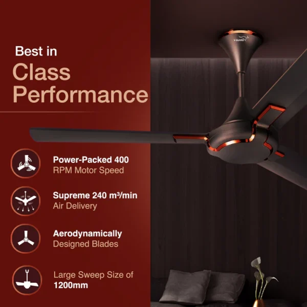 1200MM CEILING FAN GLADO PRIME VX CHOCO BROWN MATTE V-GUARD - Image 5