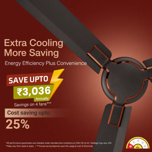 1200MM CEILING FAN GLADO PRIME VX CHOCO BROWN MATTE V-GUARD - Image 4
