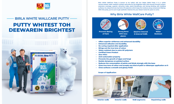 WHITEST WALLCARE PUTTY BIRLA 30KG BAG - Image 3