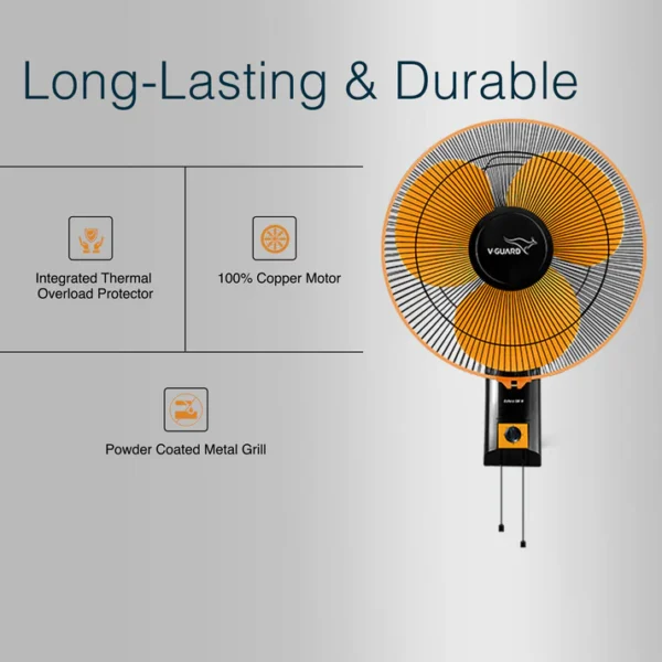 400MM WALL FAN GLADO STD ORANGE-BLACK V-GUARD - Image 6