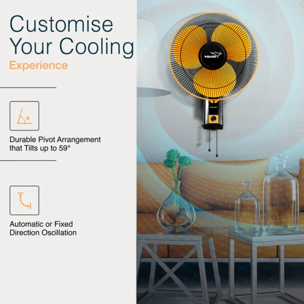 400MM WALL FAN GLADO STD ORANGE-BLACK V-GUARD - Image 5