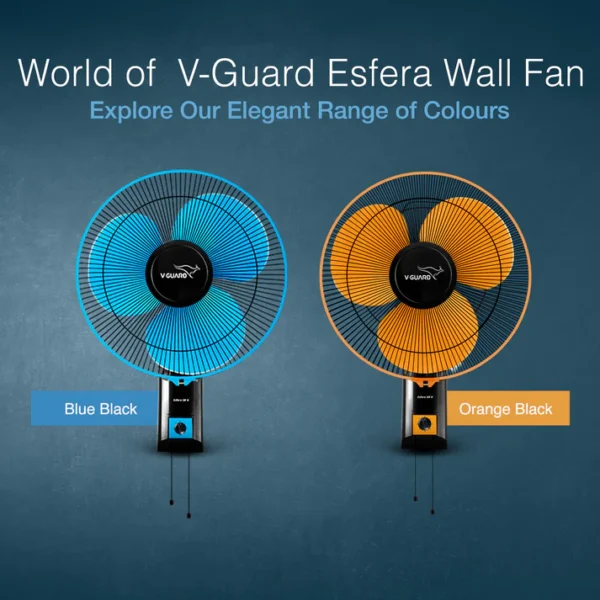 400MM WALL FAN GLADO STD BLUE-BLACK V-GUARD - Image 2