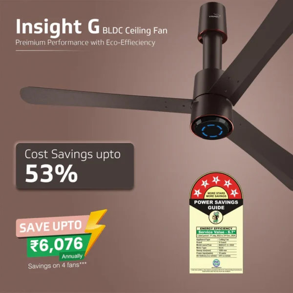 1200MM CEILING FAN INSIGHT-G ELEGANCE BROWN MATTE V-GUARD - Image 4