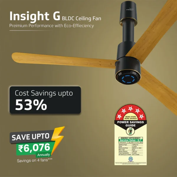 1200MM CEILING FAN INSIGHT-G CHOCO GOLD WOOD V-GUARD - Image 4