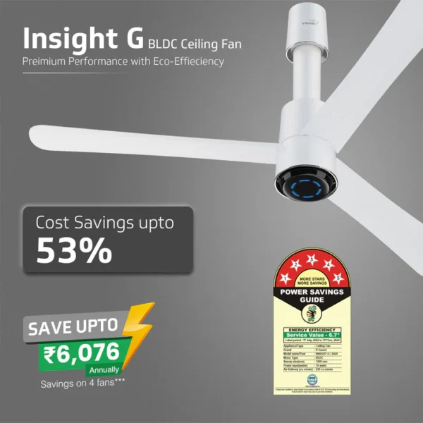 1200MM CEILING FAN INSIGHT-G BLOSSOM WHITE MATTE V-GUARD - Image 4