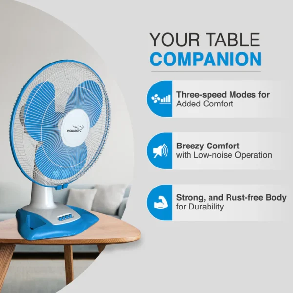 400MM TABLE FAN WILO BLUE-WHITE V-GUARD - Image 7