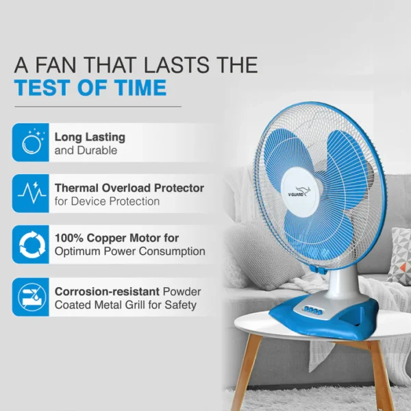 400MM TABLE FAN WILO BLUE-WHITE V-GUARD - Image 6